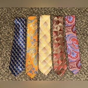 Lot Of 5 Designer Brands 100% Silk Multicolor Men's Designers Necktie Ties